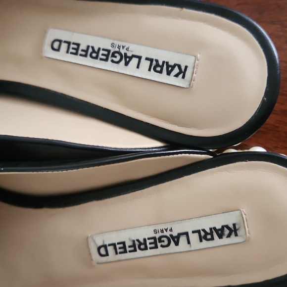 Karl Lagerfeld Pearl and Black Leather Loafers Size 9.5 - Picture 9 of 14